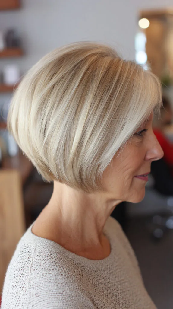 Classic Blonde Graduated Bob for Mature Women