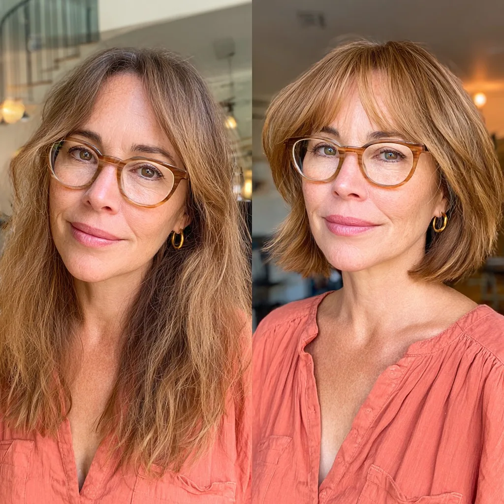 Classic Caramel Bob with Soft Fringe