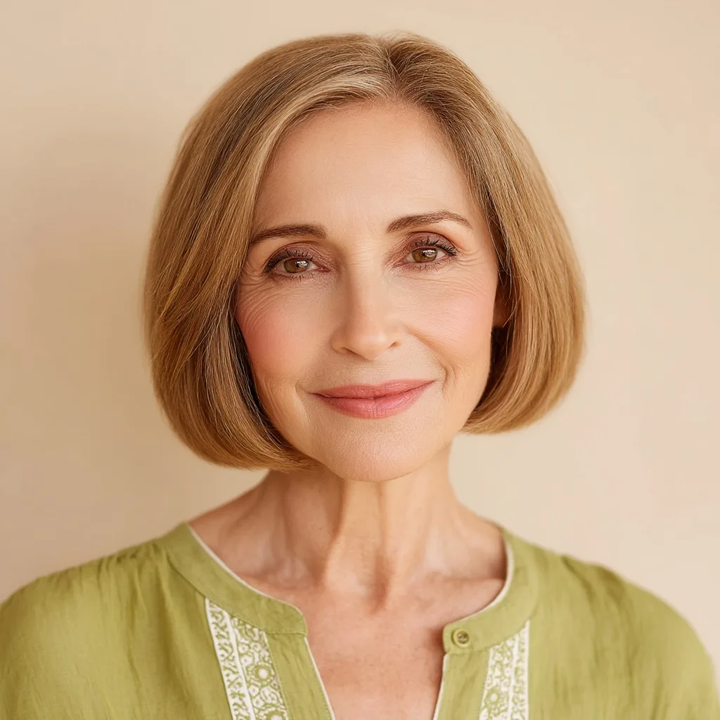 Classic Chin-Length Blunt Bob with Subtle Layers