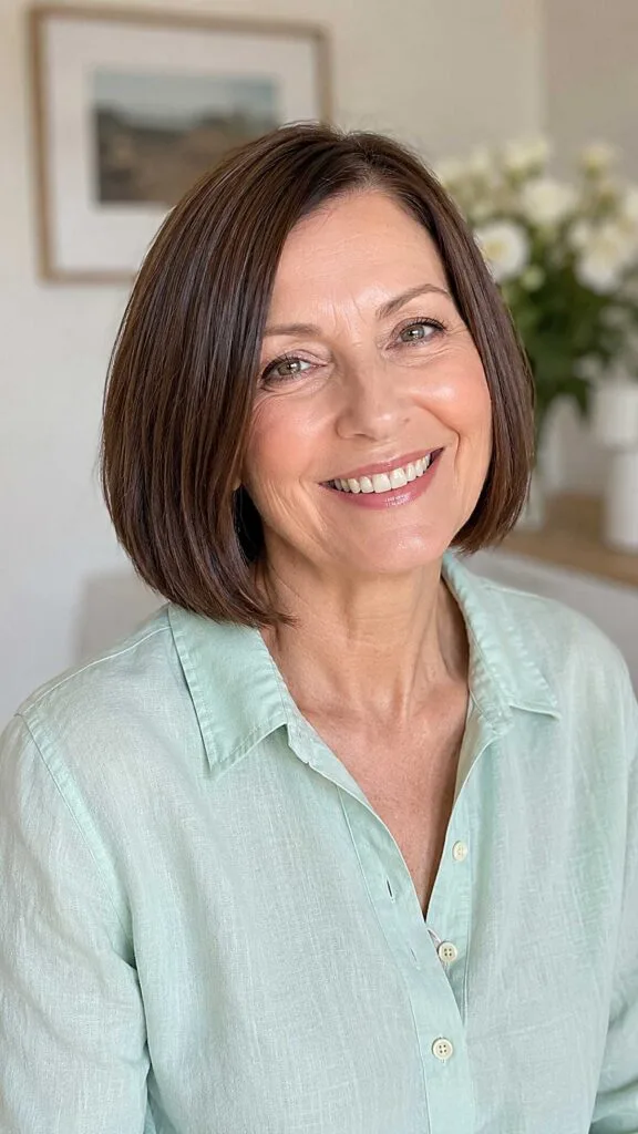 Classic dark brunette bob with rounded volume