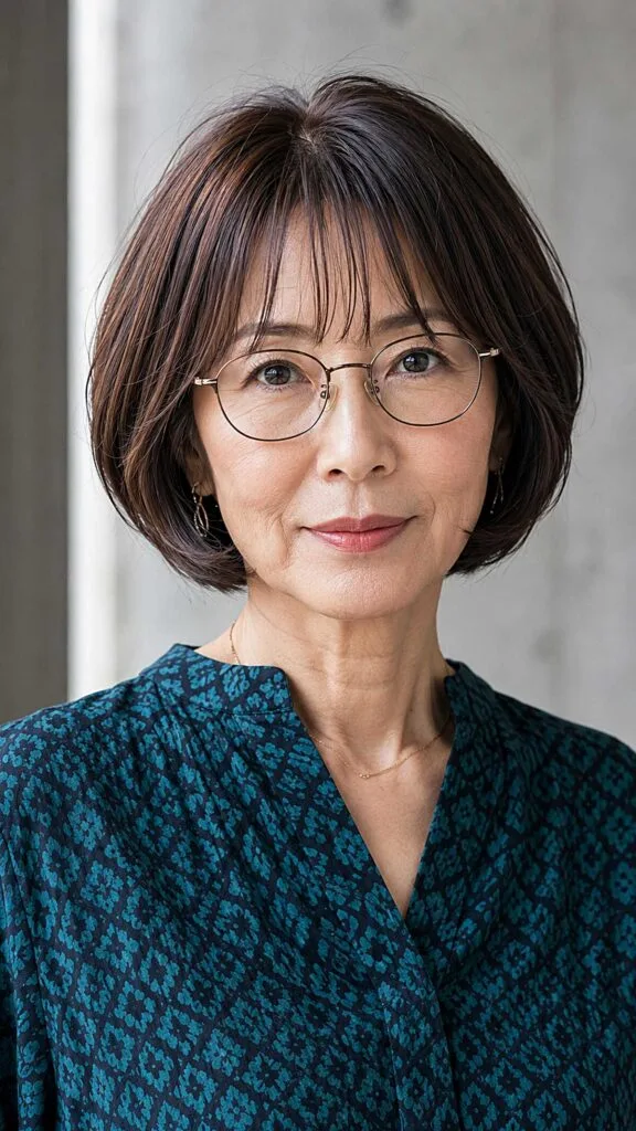 Classic Dark Chin-Length Bob with Center Part