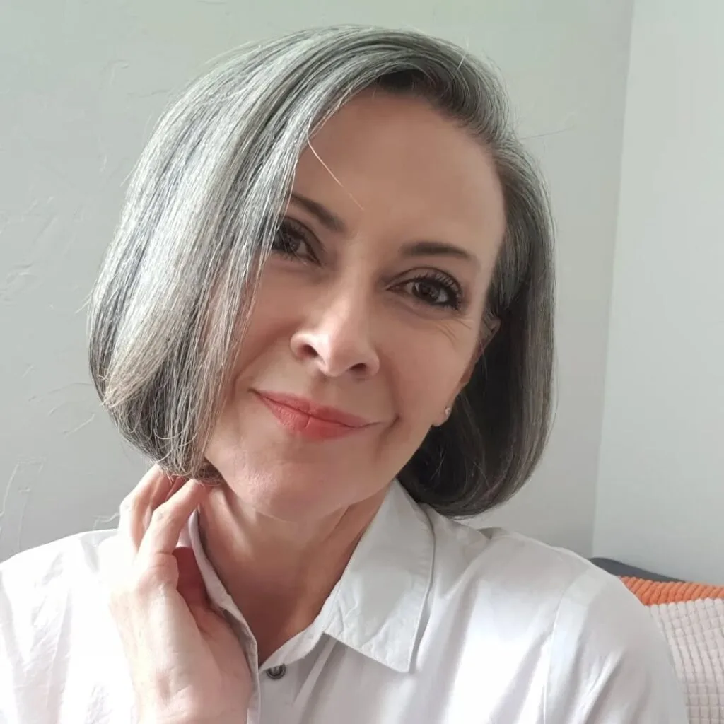 Classic Grey Bob with Soft Face-Framing Layers