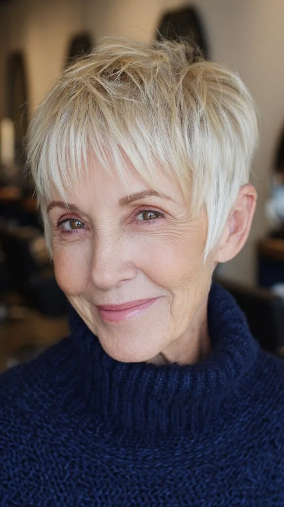 Classic Ice-Blonde Pixie with Soft Texturing