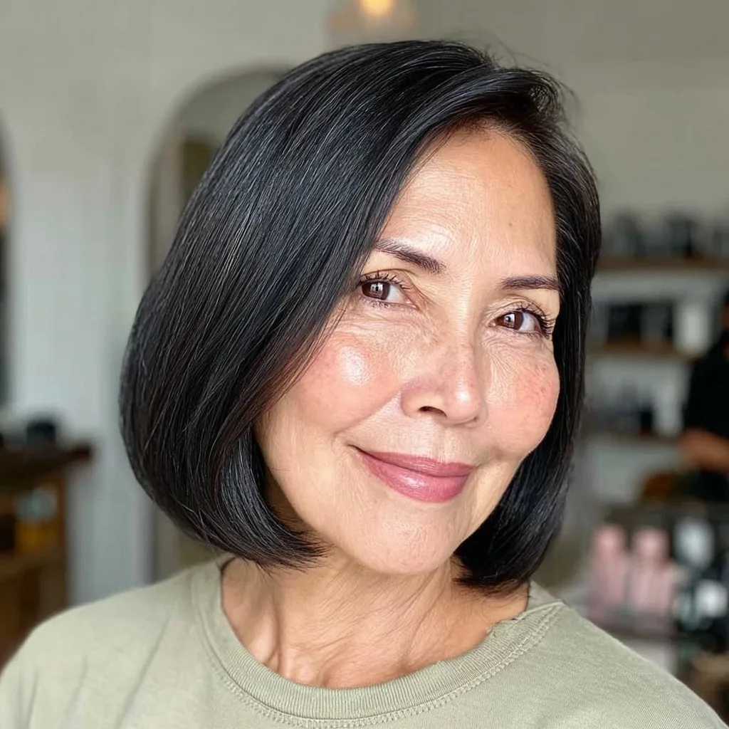 Classic One-Length Bob with Subtle Shine