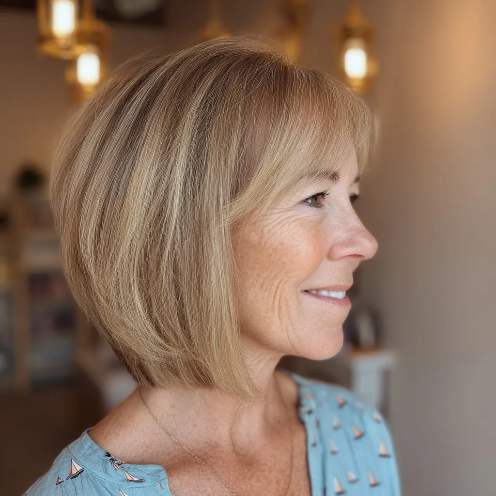 Classic Sandy Blonde Blunt Bob with Subtle Layers