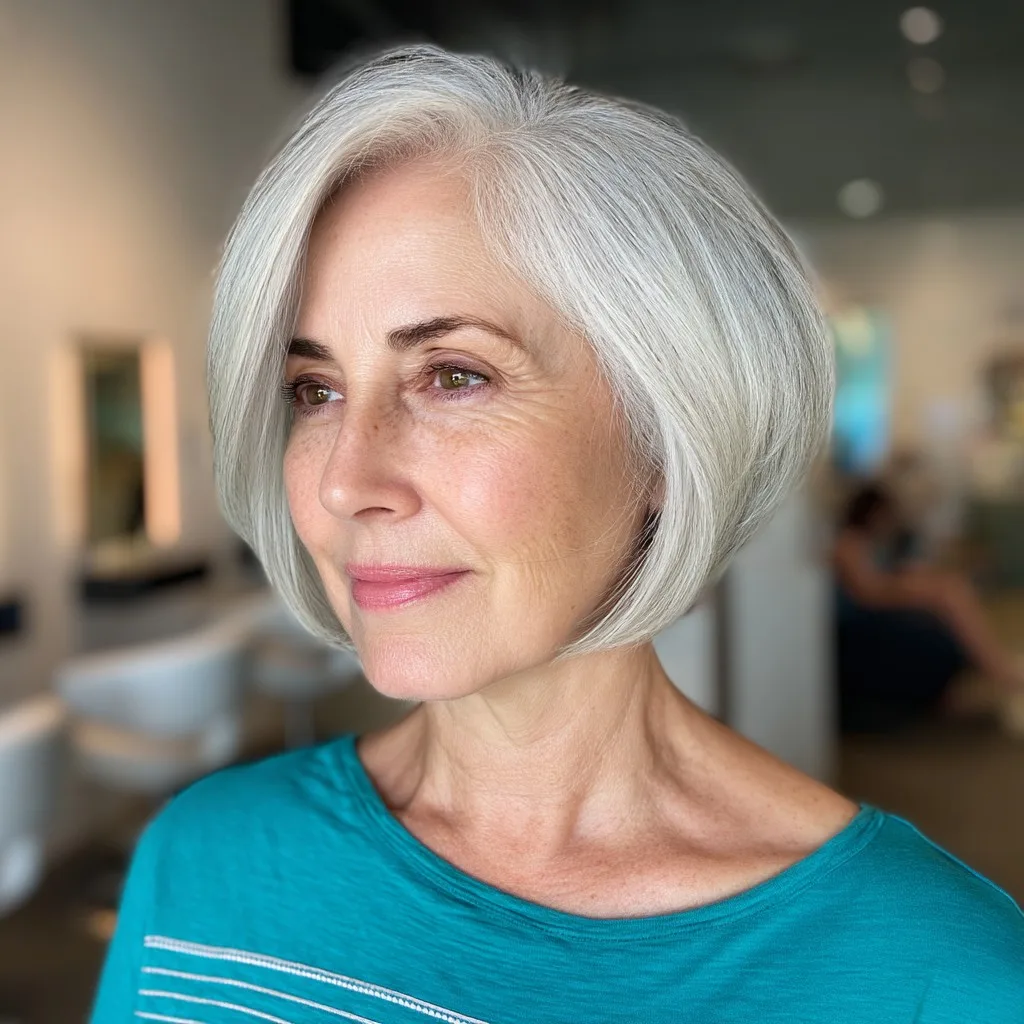 Classic Silver Bob with Subtle Layers