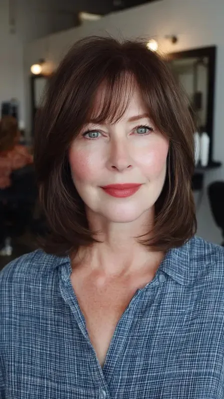 Classic Smooth Lob with Subtle Face-Framing Layers
