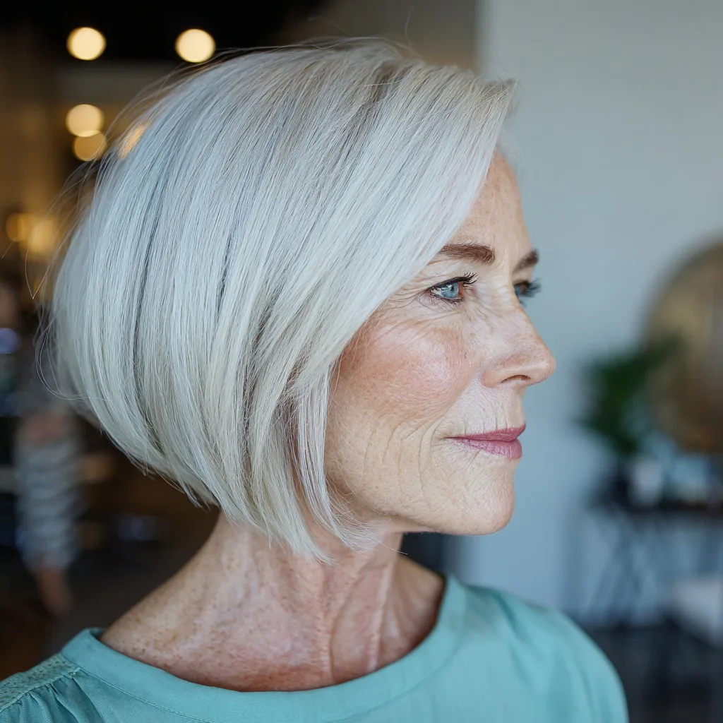 Contemporary Angled Silver Bob with Subtle Movement