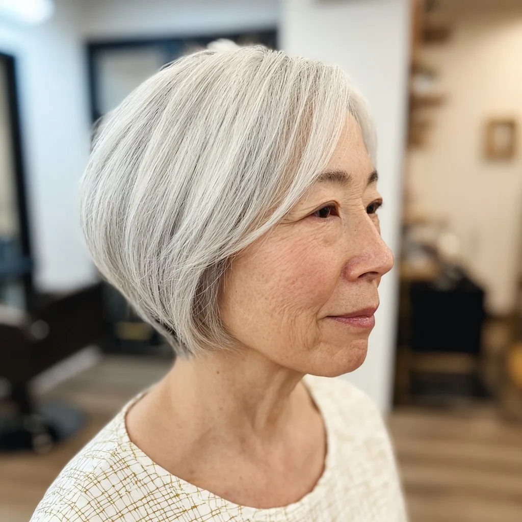 Contemporary Silvery Bob with Gentle Layers