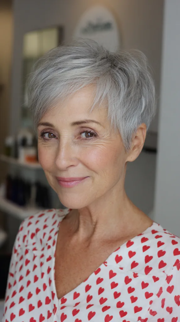 Contemporary Textured Pixie Cut with Silver Highlights
