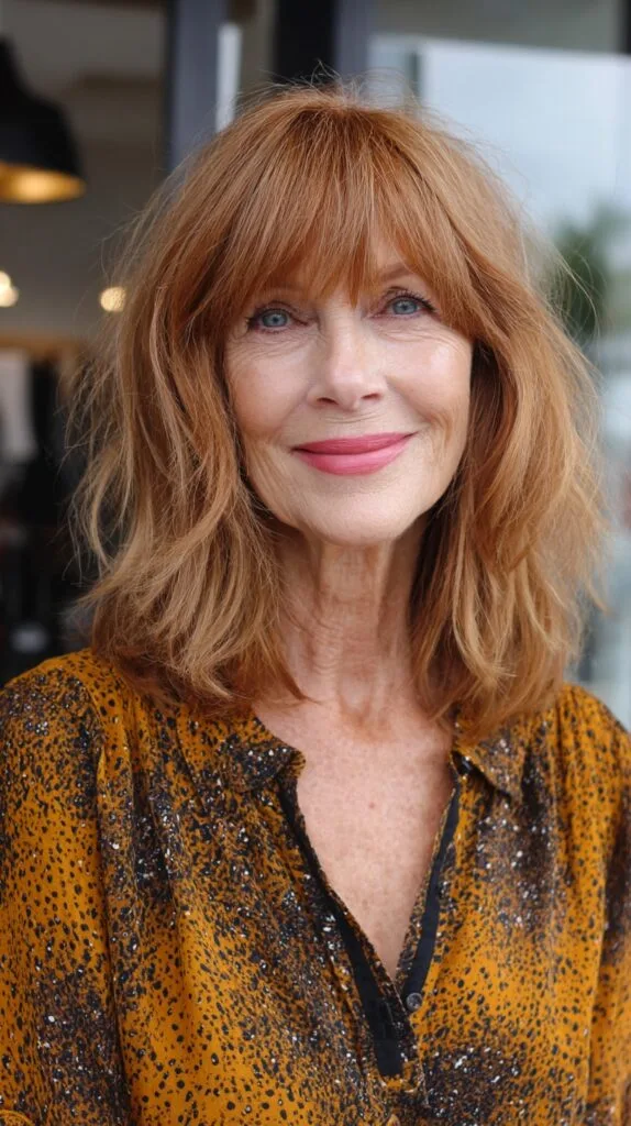 Copper-Red Textured Shoulder Shag with Soft Brow-Grazing Fringe