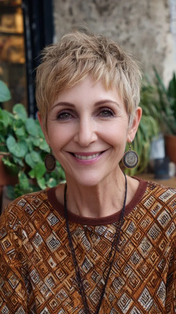 Cropped Ash-Blonde Pixie with Feathered Micro Fringe
