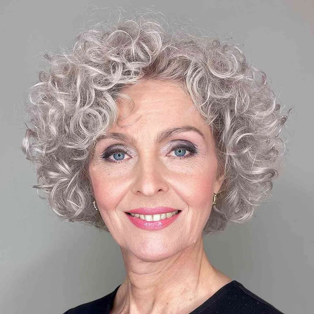 Cute Short Curly Hairstyle for Older Ladies