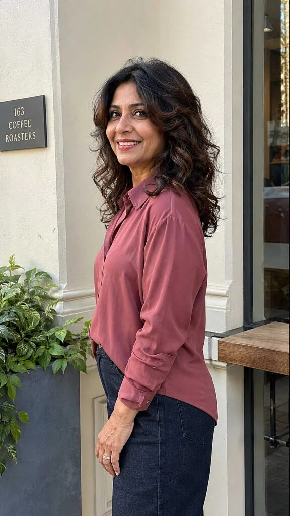Dark Chocolate Loose Curls with Feathered Layers