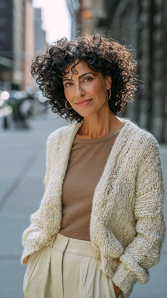 Dark Natural Curly Bob with Sun-Caught Definition