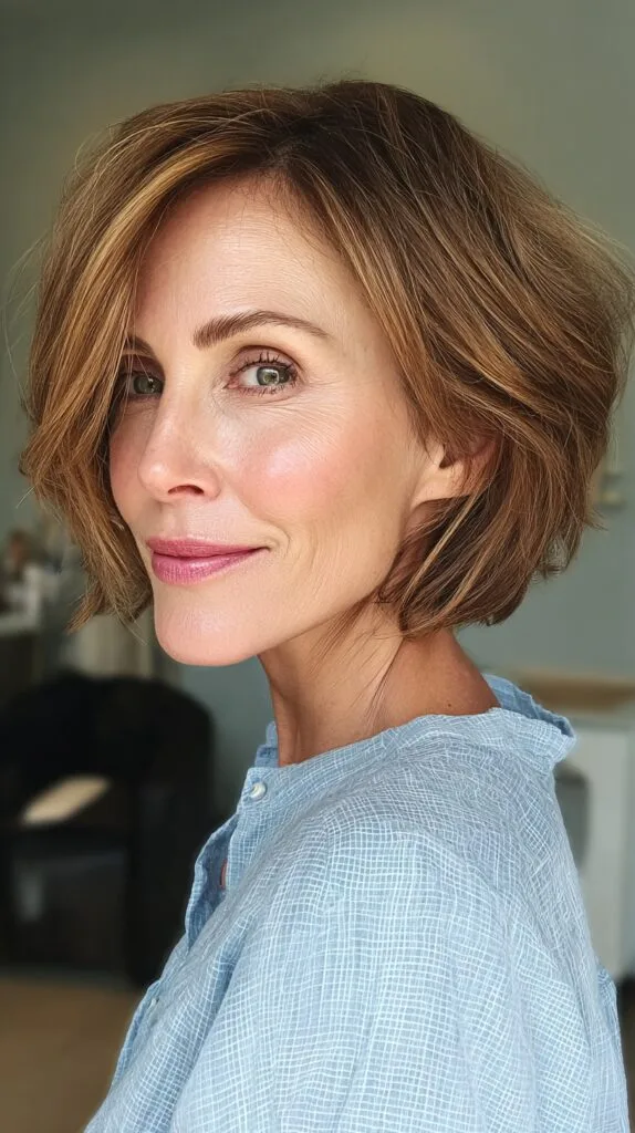 Dynamic Chestnut Textured Bob