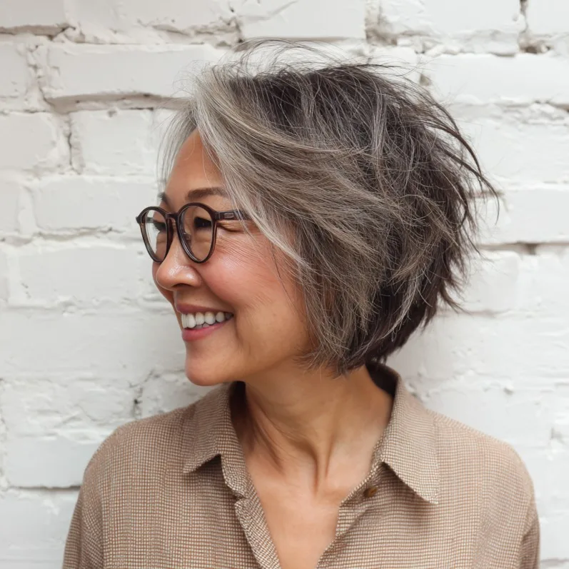 Dynamic Short Spiky Bob with Lightly Textured Layers