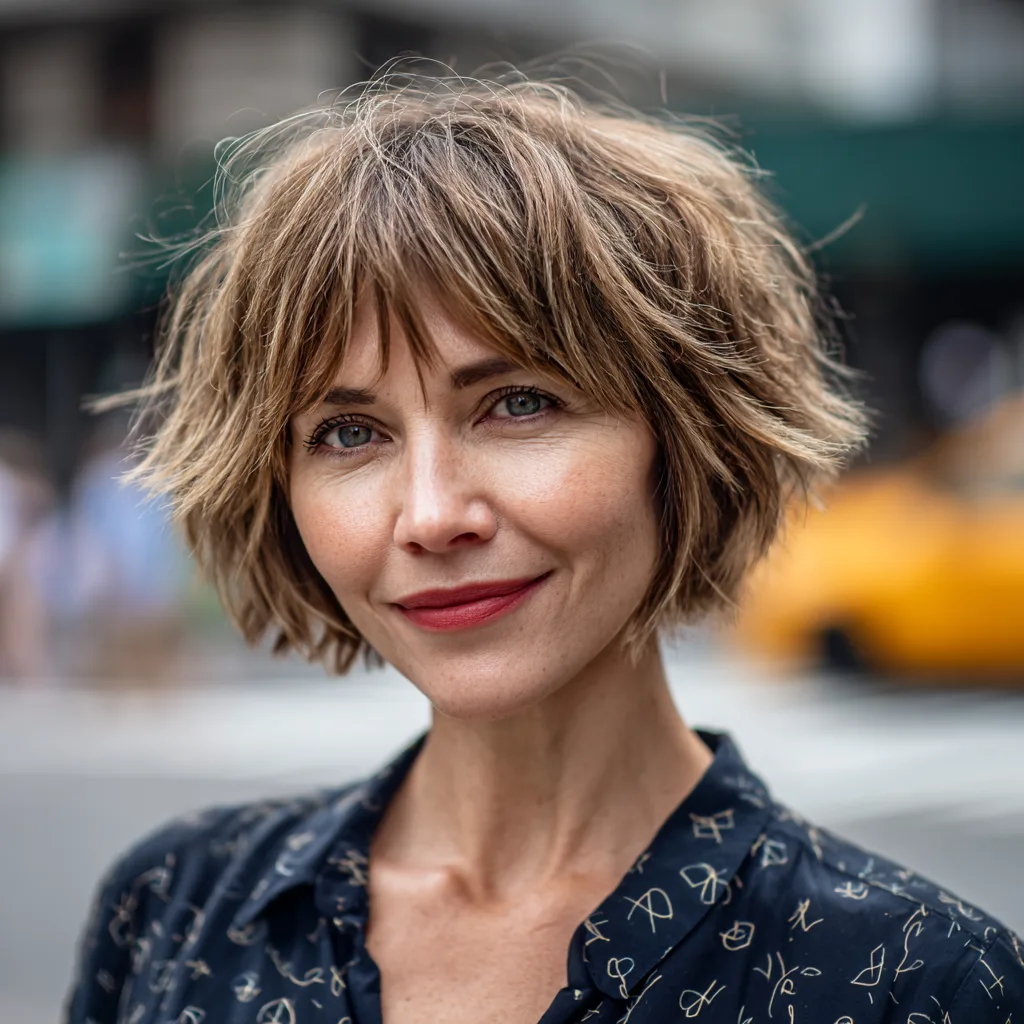 Dynamic Textured Bob with Playful Waves
