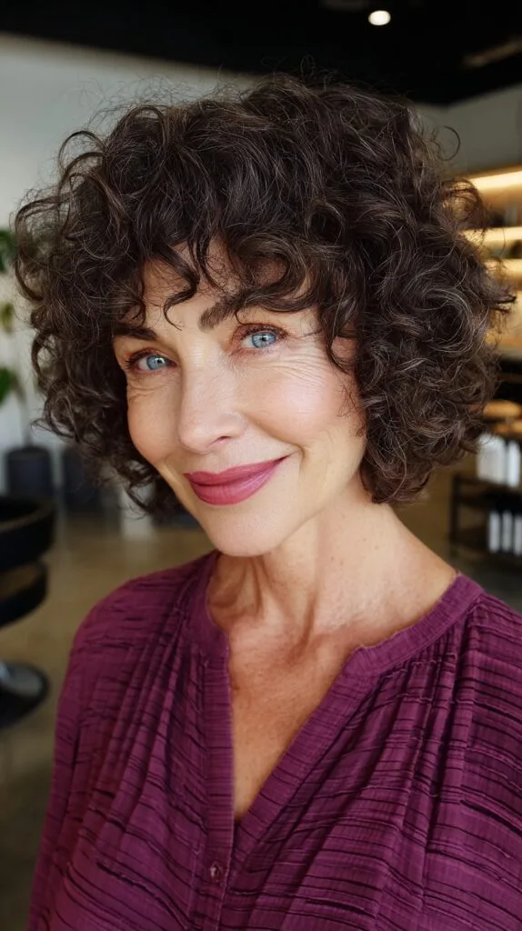 Ebony Tousled Curls with Auburn Highlights