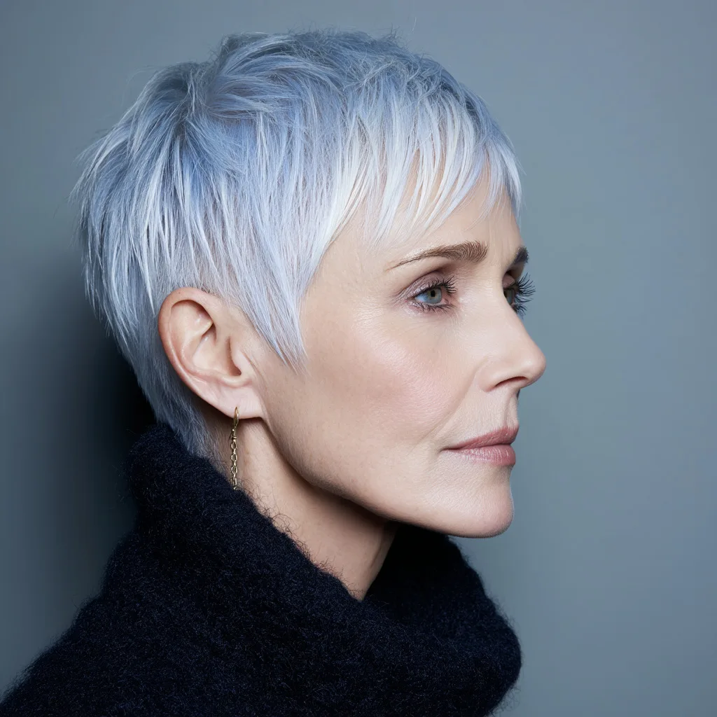 Edgy Light Blue Pixie Cut