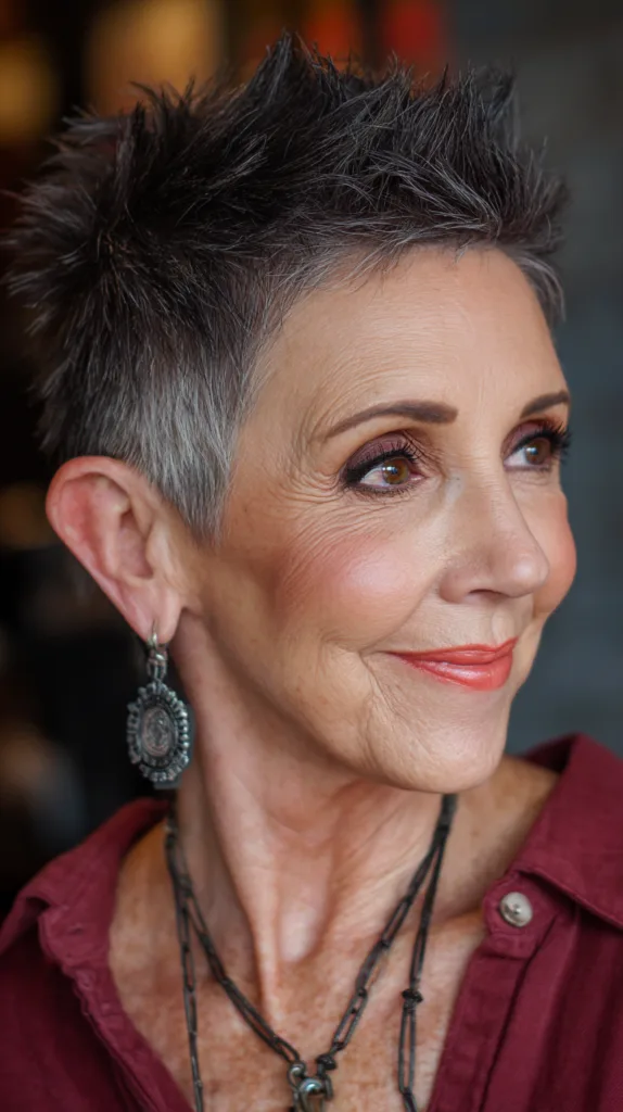 Edgy Silver Textured Pixie with Bold Volume