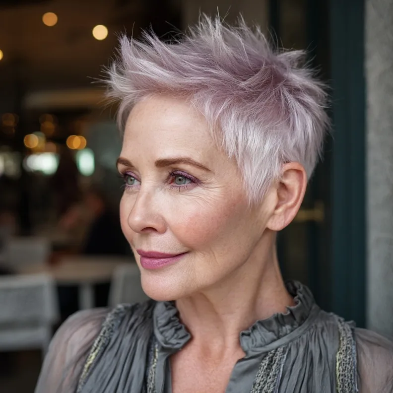 Edgy Textured Pixie Cut with Soft Lavender Hues