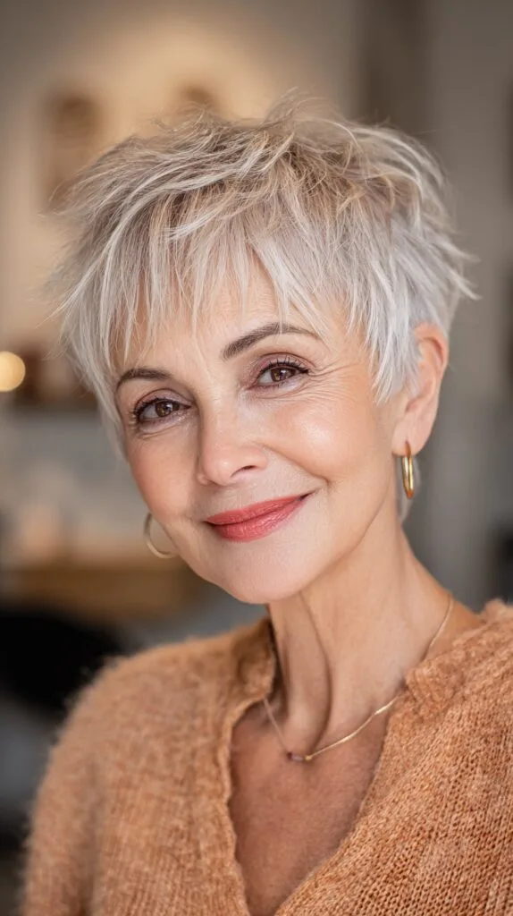 Effervescent Ash-Blonde Textured Pixie