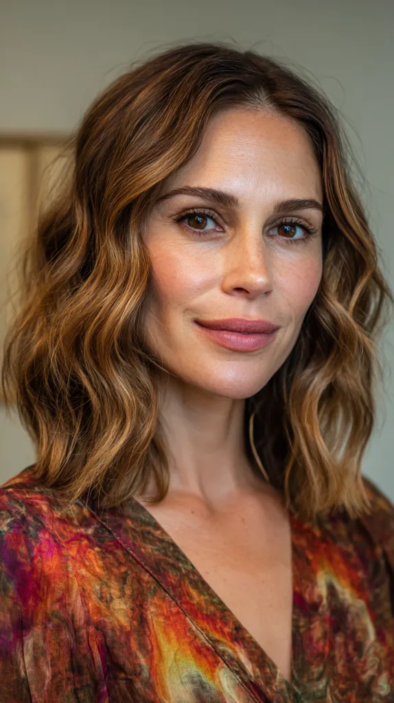 Effortless Beachy Waves with Warm Caramel Tones