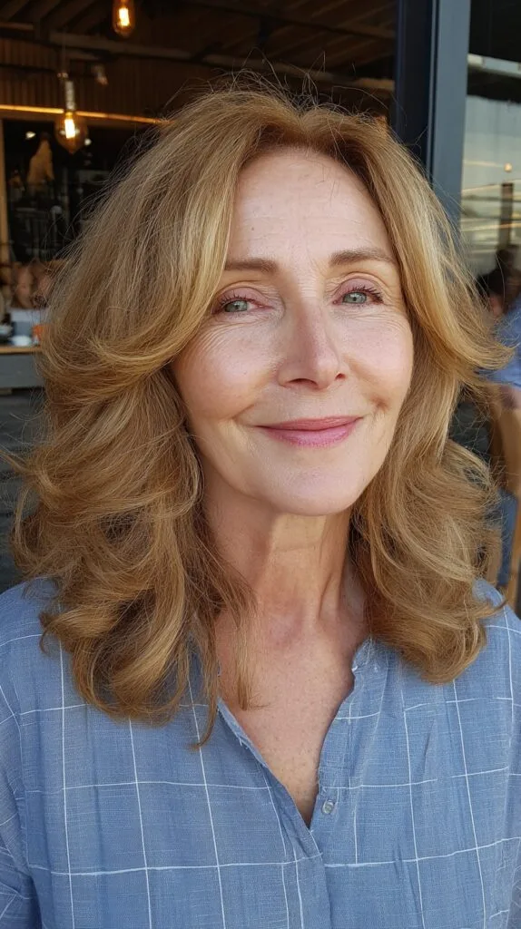 Effortless Medium-Length Soft Waves with Subtle Highlights