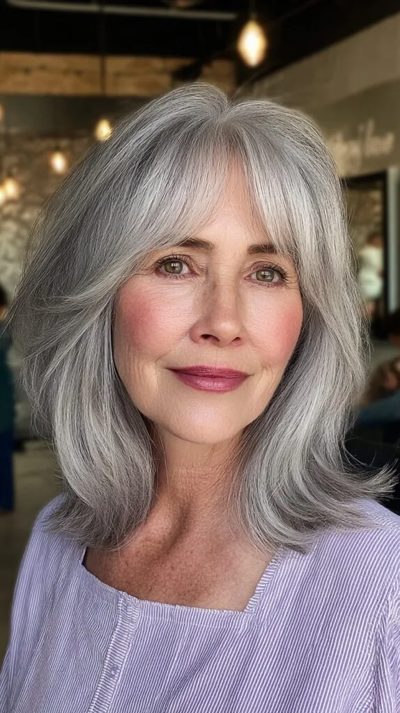 Effortless Silver Waves with Curtain Fringe