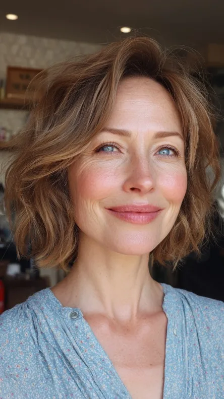 Effortlessly Chic Light Brown Shag with Soft Waves