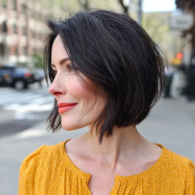Effortlessly Chic Stacked Bob with Subtle Layers