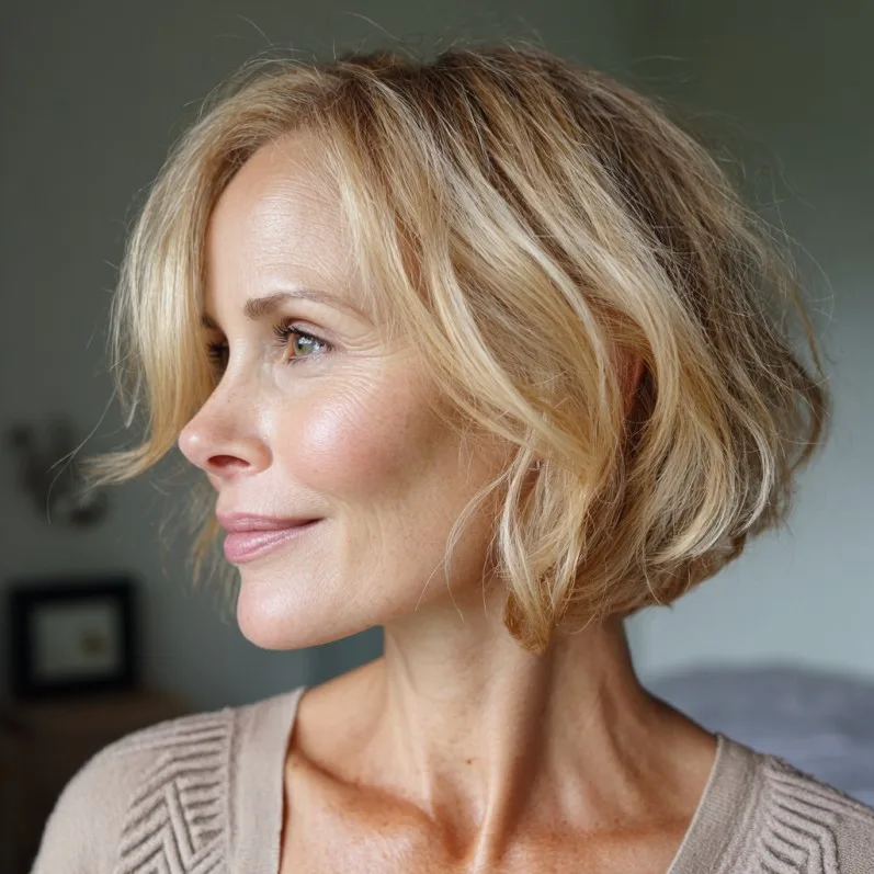 Effortlessly Chic Textured Bob with Soft Waves