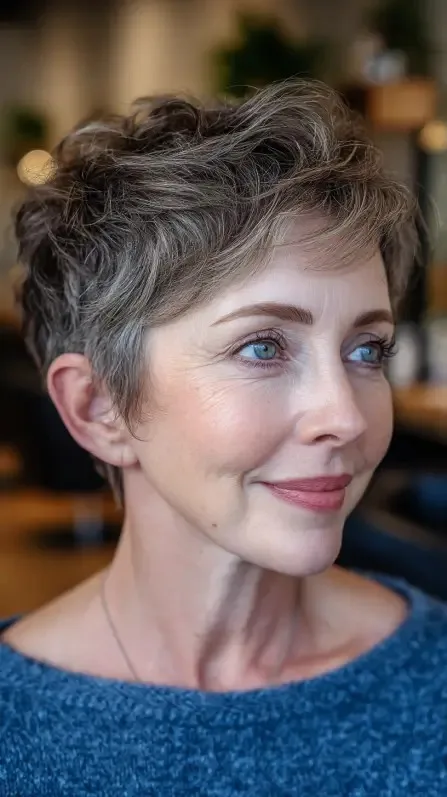 Effortlessly Textured Short Pixie Cut with Soft Waves