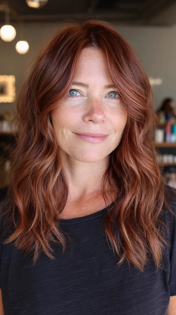 Effortlessly Tousled Cherry Mocha Waves