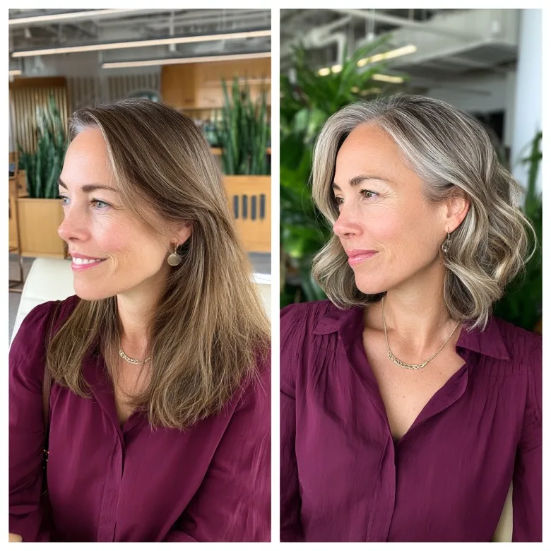 Elegant Angled Bob with Soft Waves for Women Over 50