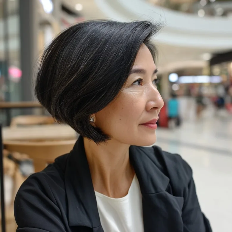 Elegant Angled Bob with Subtle Texture for Women Over 50