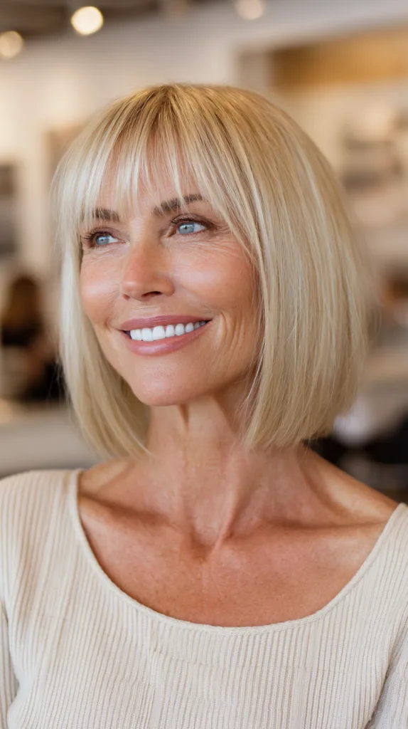Elegant Blunt Bob with Wispy Bangs