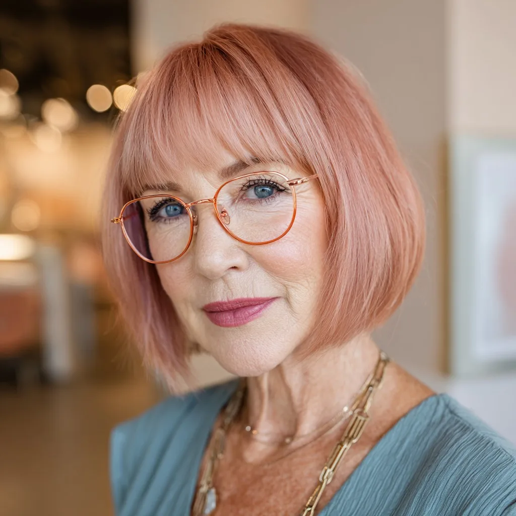 Elegant Blush Bob with Soft Bangs