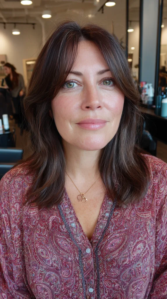 Elegant Cherry Mocha Layers with Soft Face-Framing Highlights