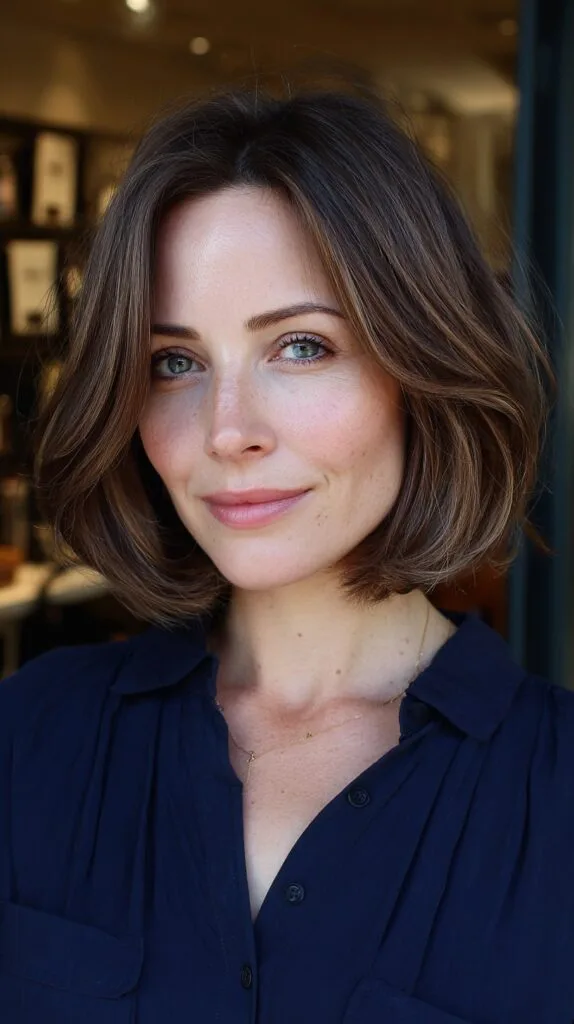 Elegant Chestnut Layered Bob for Textured Volume