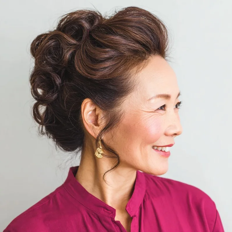 Elegant Curly Updo with Soft Volume