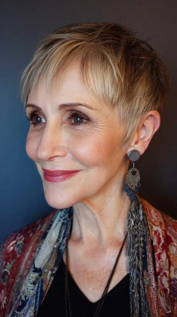 Elegant Golden Tapered Pixie with Subtle Layers