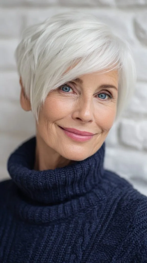 Elegant Ice-White Pixie with Textured Layers