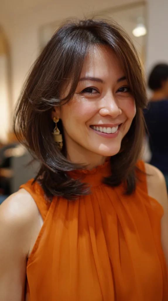 Elegant Layered Bob with Flattering Face-Framing Bangs
