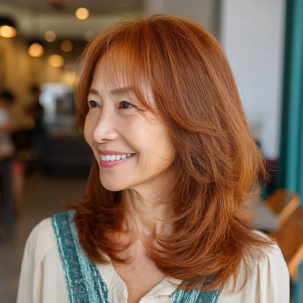 Elegant Layered Shag with Subtle Highlights