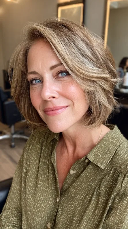 Elegant Light Brown Stacked Bob with Subtle Layers