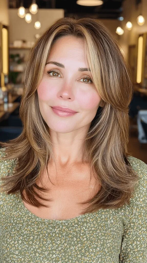 Elegant Long Dark Blonde Layers with Subtle Face-Framing Highlights