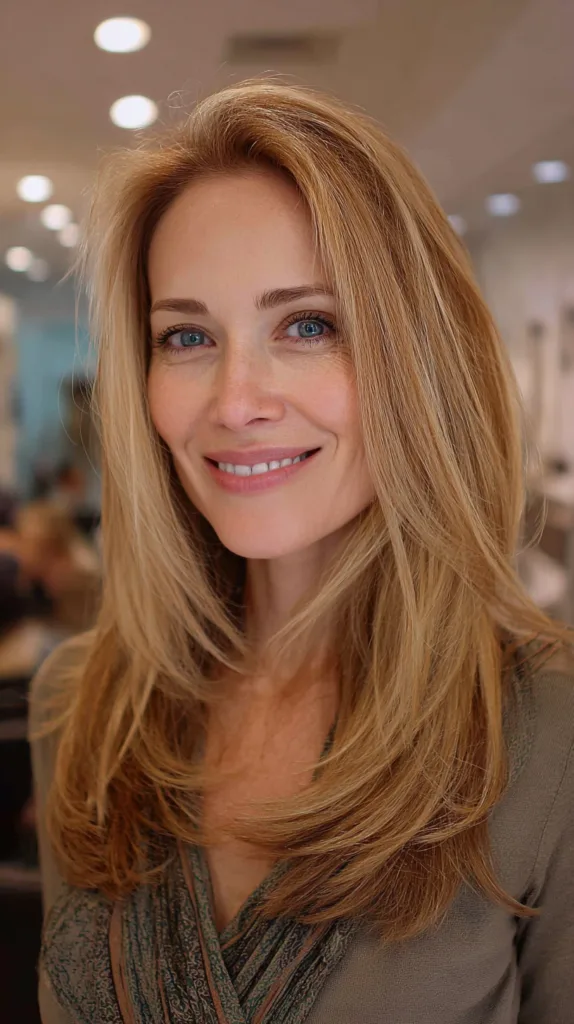 Elegant Long Layered Side Part