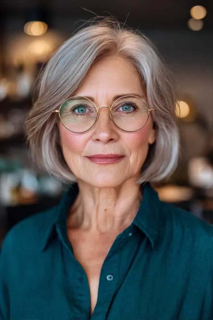 Elegant Silver Bob with Soft Waves